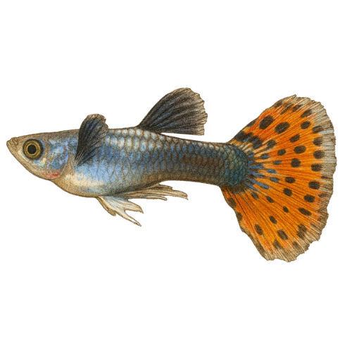 Poecilia ret. (pora) platininės raudonos spalvos mozaik didelė ausis