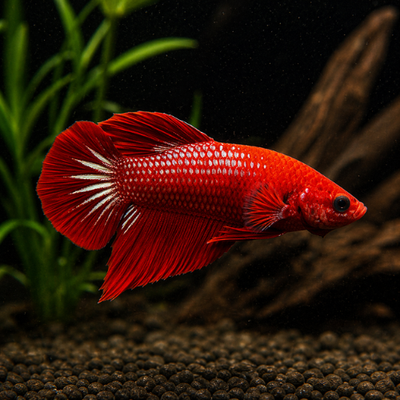 Betta sp. patinėlio plakatas pragaro berniukas raudonas